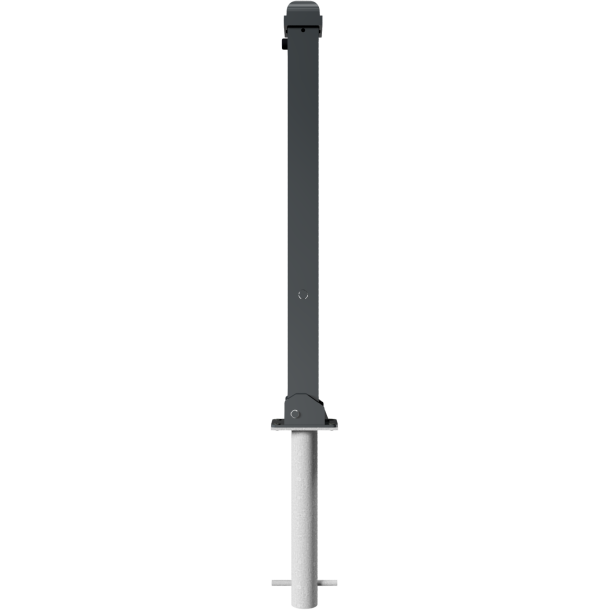 Ornamental bollard | steel tube 70 x 70 mm | series 473B | foldable, self-engaging lockfor casting in concrete, with hot-dip galvanized groundsocket part-no. 470.60, approx. 400 mm below ground | with triangular locking mechanism acc. with DIN 3223 | without eyelet